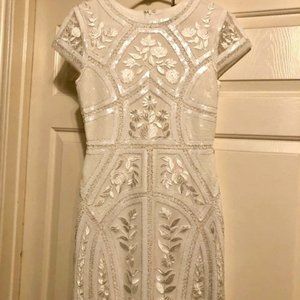 Size S White Sequin Embroidered Dress
